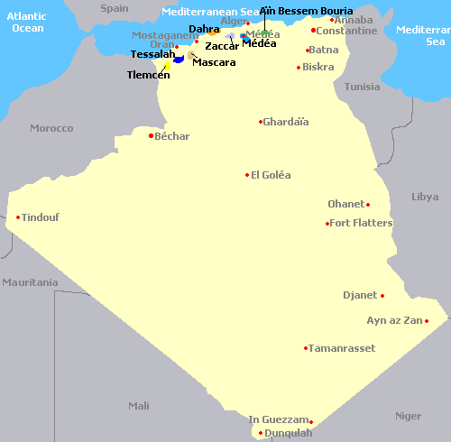 Map of Wine Regions in Algeria