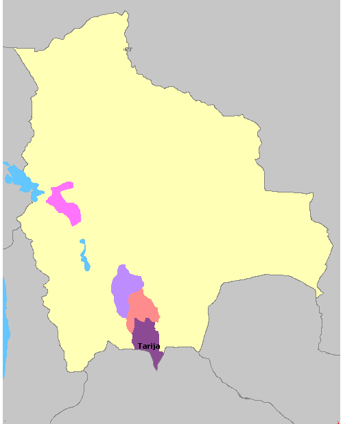 Map of Bolivia Wine Regions