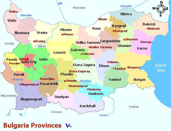Map of Bulgaria