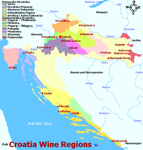 Croatia regions map