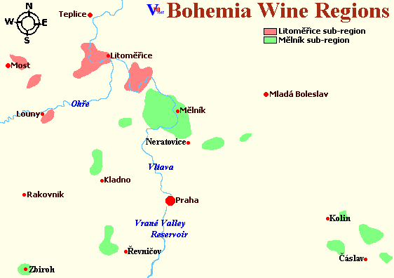 Map of Bohemia, Czech Republic