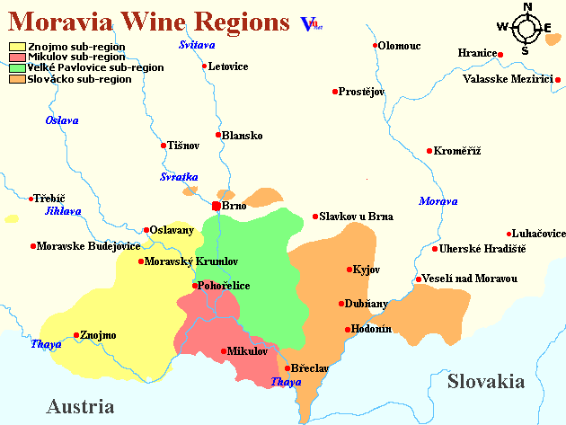 Map of Moravia, Czech Republic