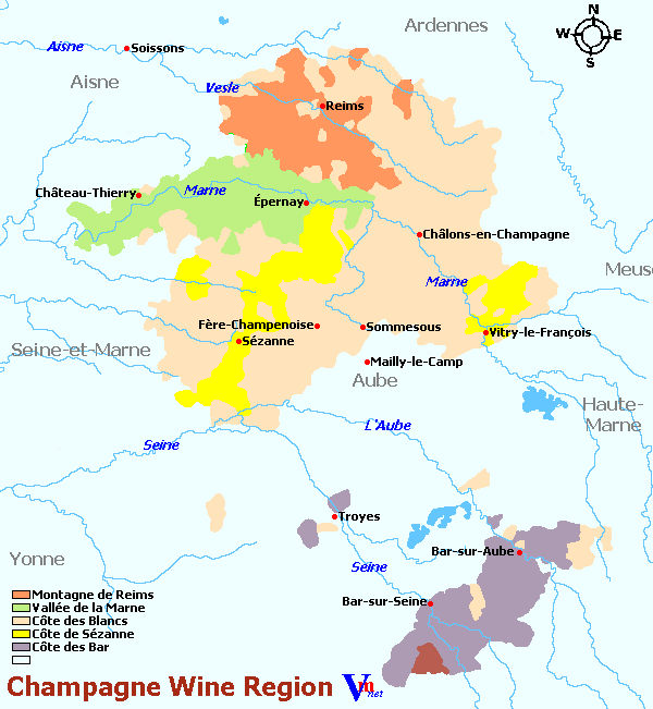 Map of Champagne Wine Region