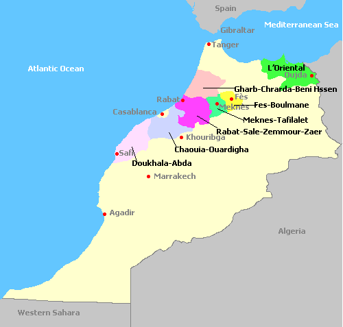 Map of the Morocco wine regions