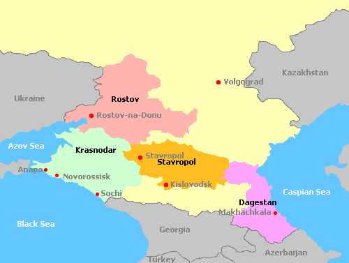 Map of Russia and its wine regions