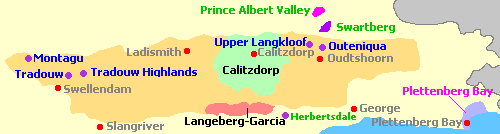 Map of Klein Karoo Wine Regions