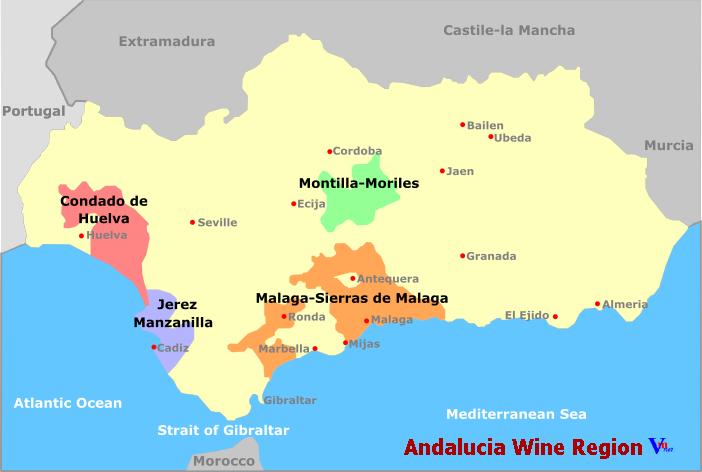 Map of Andalusia Wine Regions