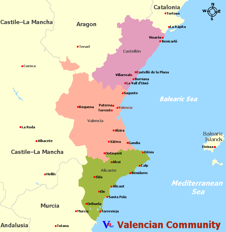 Map of Valencian Community Wine Regions