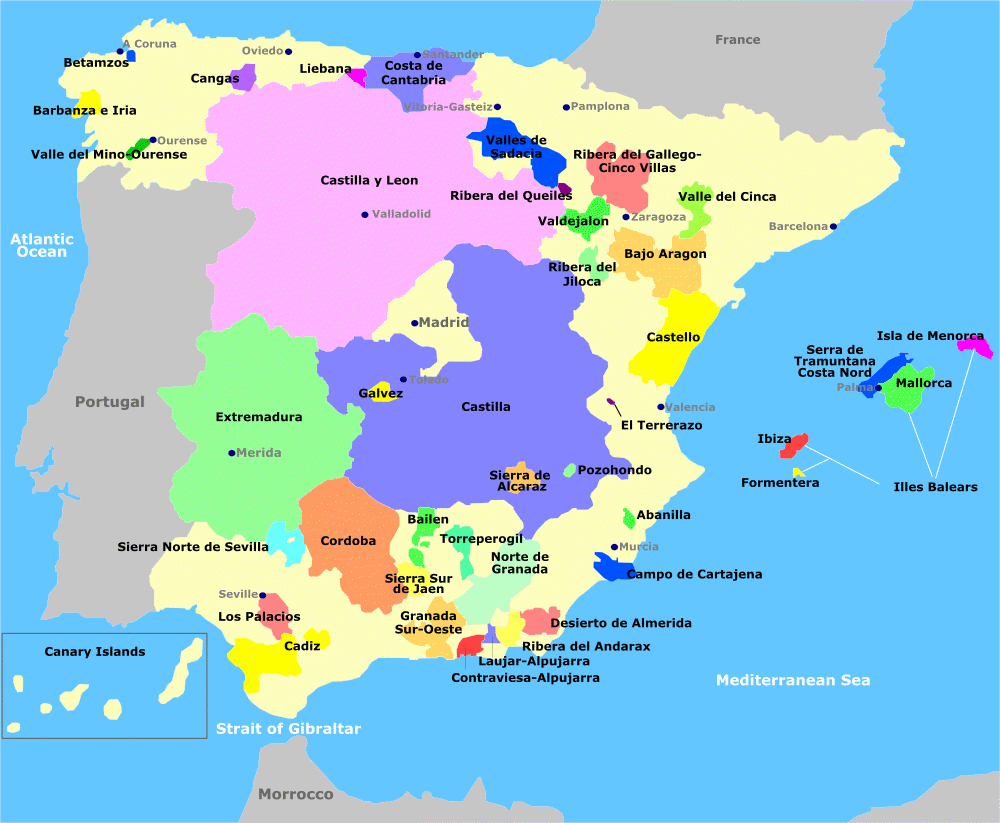 Map of Vinos de la Tierra