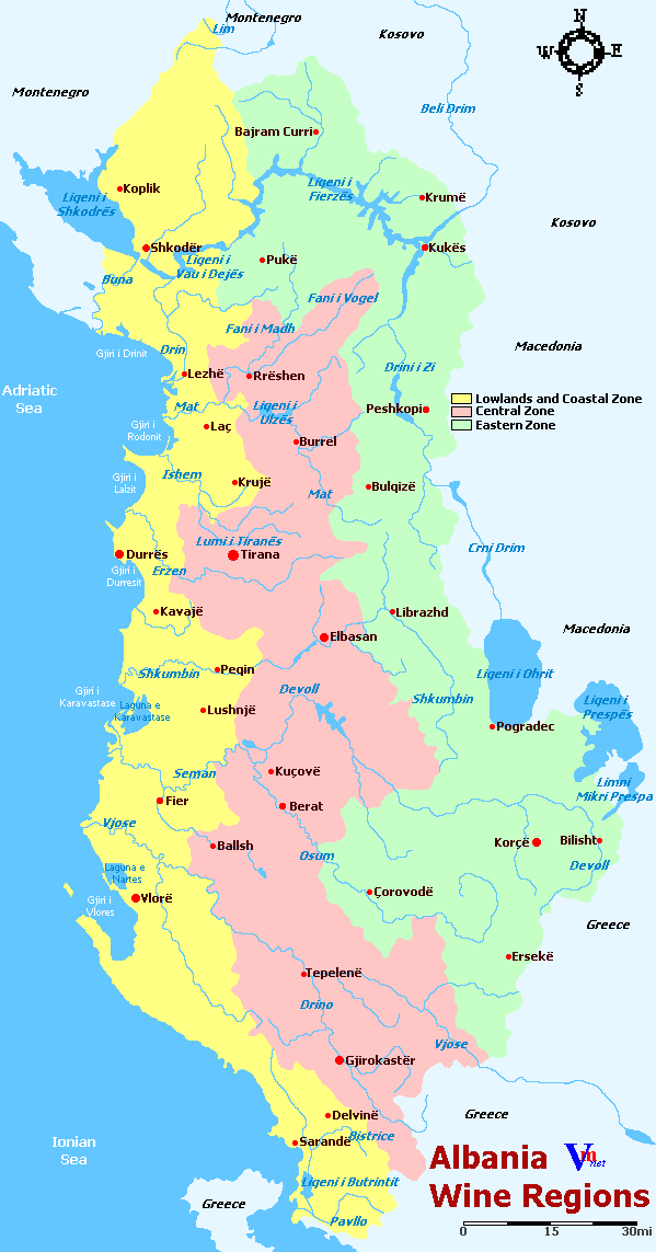 Albania regions map