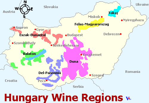 Map of Wine Regions in Hungary