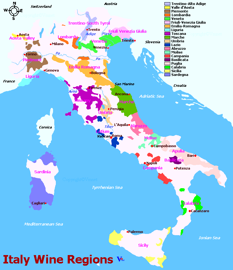 Italy wine regions map