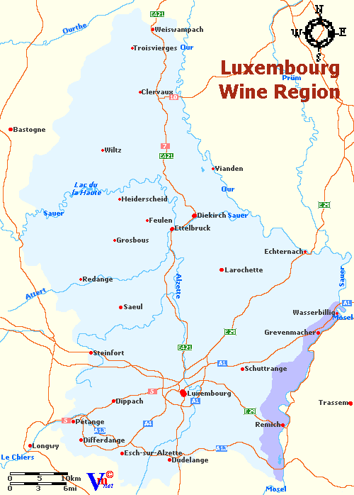 Luxembourg Regions Map