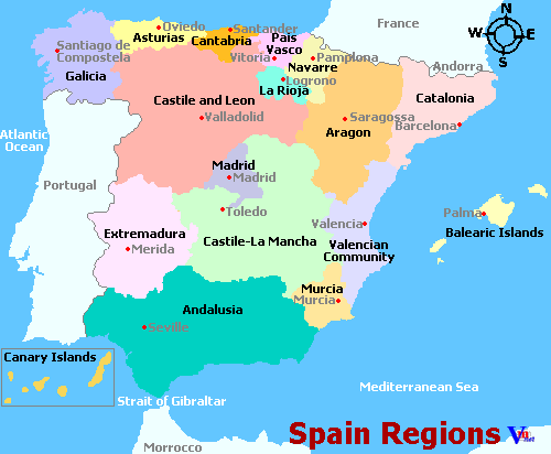 Spain regions map