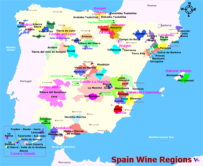 Spain DO wine regions map