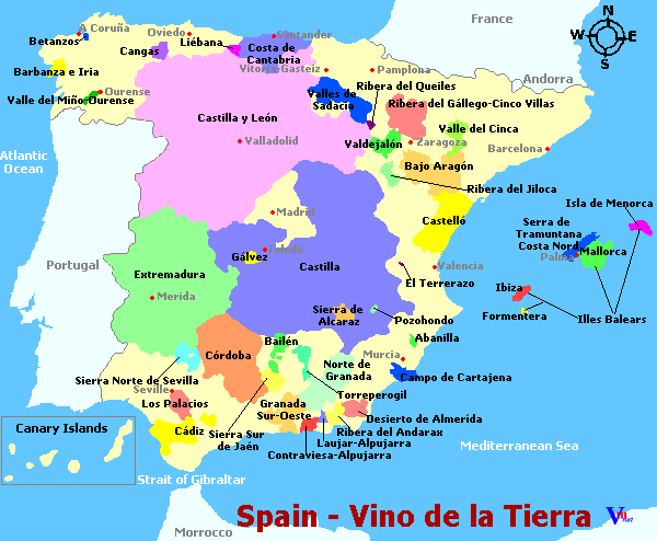 Map of Vinos de la Tierra