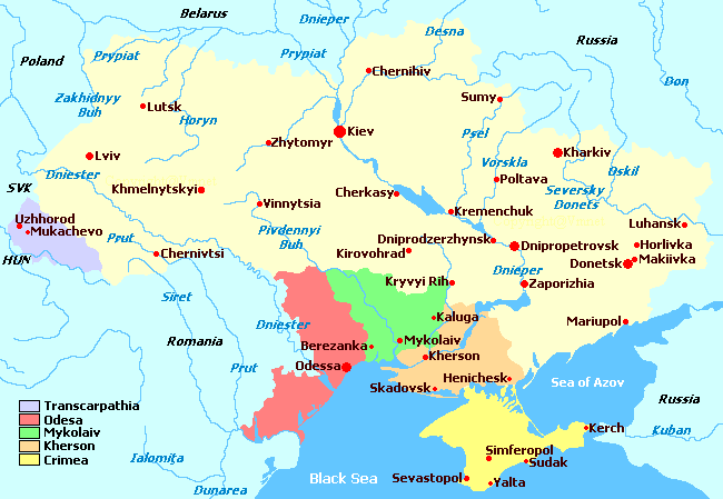 Map of Wine Regions in Ukraine