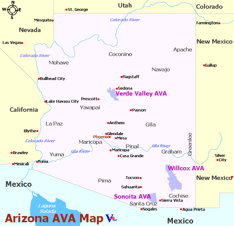 Map of Wine Regions in Arizona