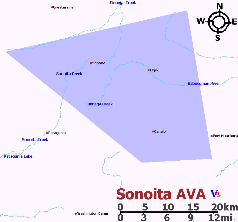 Map of Sonoita AVA Wine Region