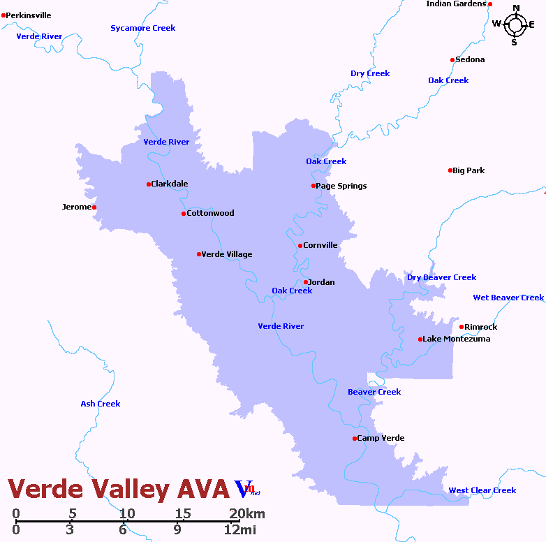 Map of Verde Valley AVA Wine Region