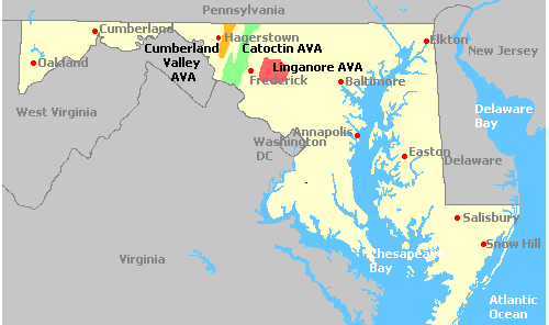 Map of AVAs in Maryland